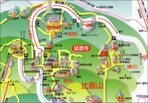 比叡山延暦寺の案内マップ