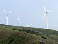 宗谷丘陵には風力発電の風車。