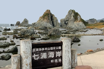 七浦海岸の景勝地「夫婦岩」