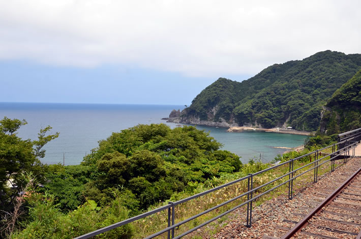 余部駅「空の駅」から日本海を望む。